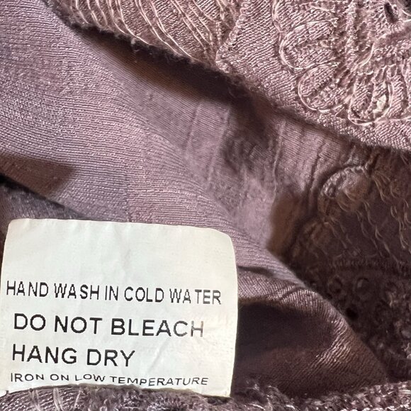 Solitaire Women Top Tunic Embroidery Boho Blouse Medium Purple Tie Flare Sleeve - Picture 11 of 11